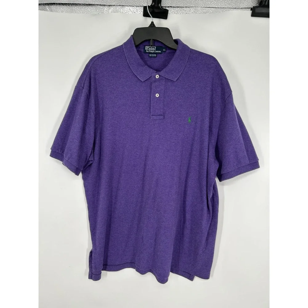 Polo Ralph Lauren Polo Shirts Mens XL Solid Purple Short Sleeve Pony Logo Cotton
